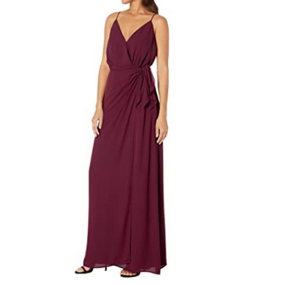 Wayf‎ Maroon Bridesmaid Maxi Wrap V-Neck Dress Size Small